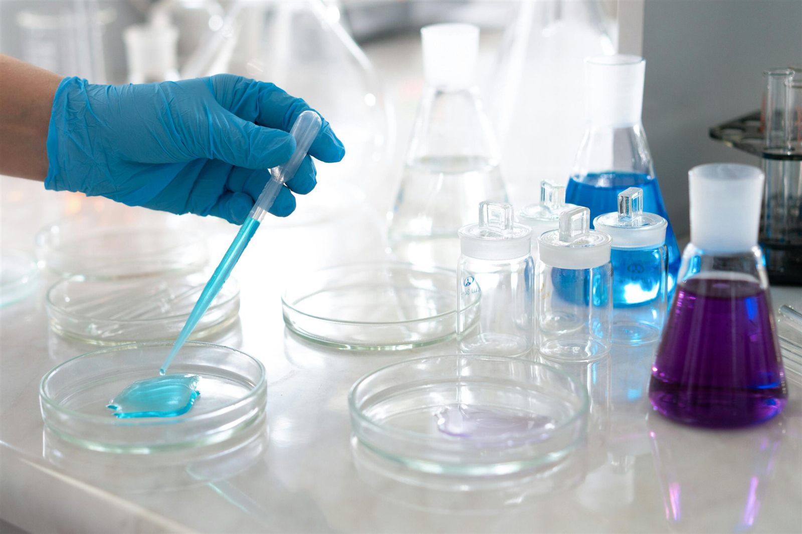 Researcher handling samples